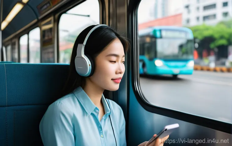 언어 교육에서의 혼합 방법론 - **Prompt 1: Flexible Learning on the Go**
    A realistic photograph of a young Vietnamese woman in ...