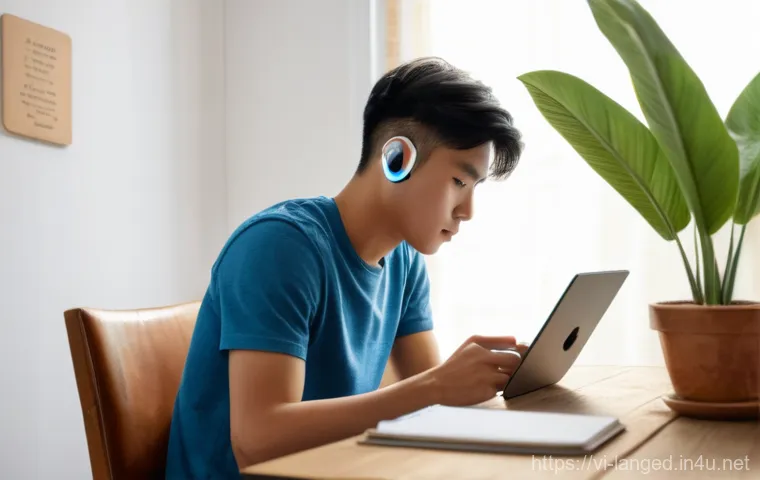 언어 교육에서의 혼합 방법론 - **Prompt 1: Flexible Learning on the Go**
    A realistic photograph of a young Vietnamese woman in ...