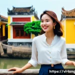 언어 교육에서의 프로젝트 학습 - **Prompt 1: Vietnamese Travel Vlogger in Hội An**
    "A young, cheerful Vietnamese woman, in her ea...