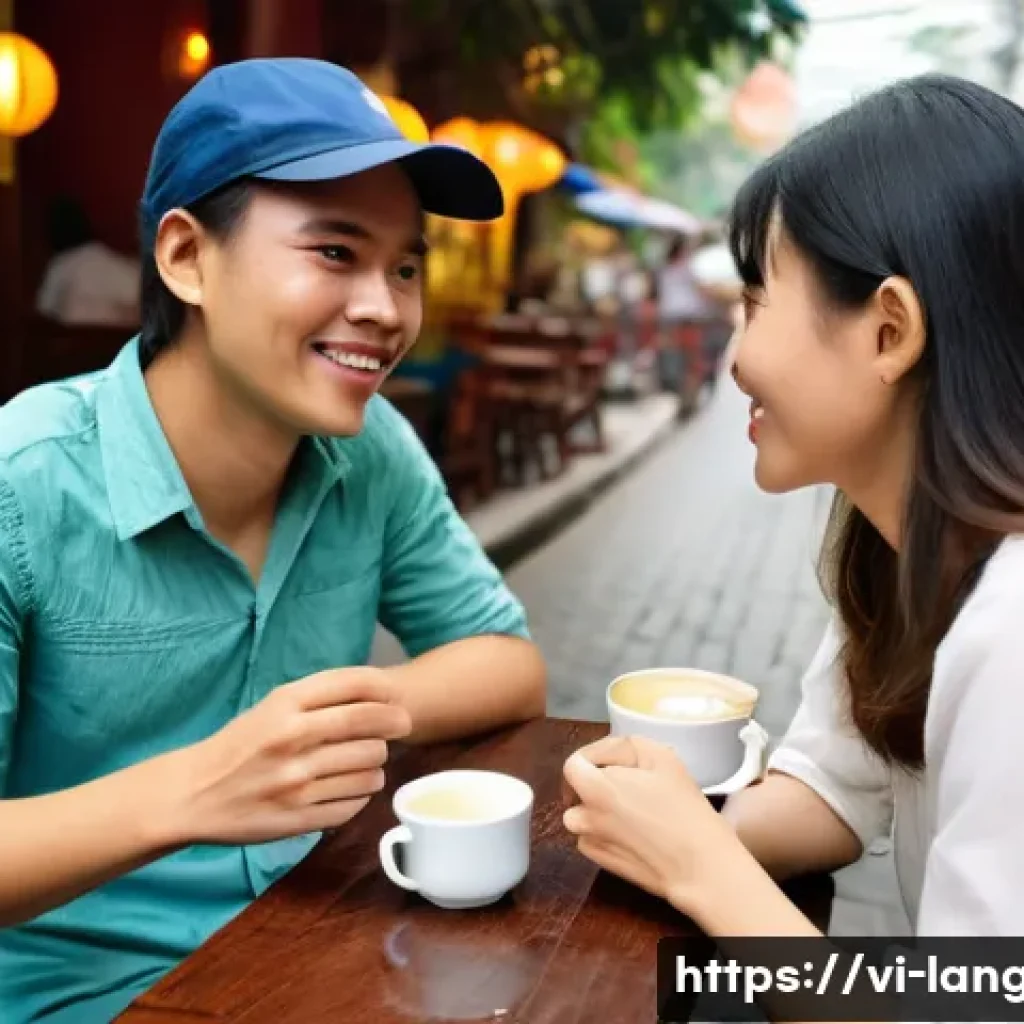 언어 교육에서의 실용 언어 교육 - **Prompt: Confident Cross-Cultural Exchange in Hanoi**
    A vibrant, sunlit scene in an outdoor caf...